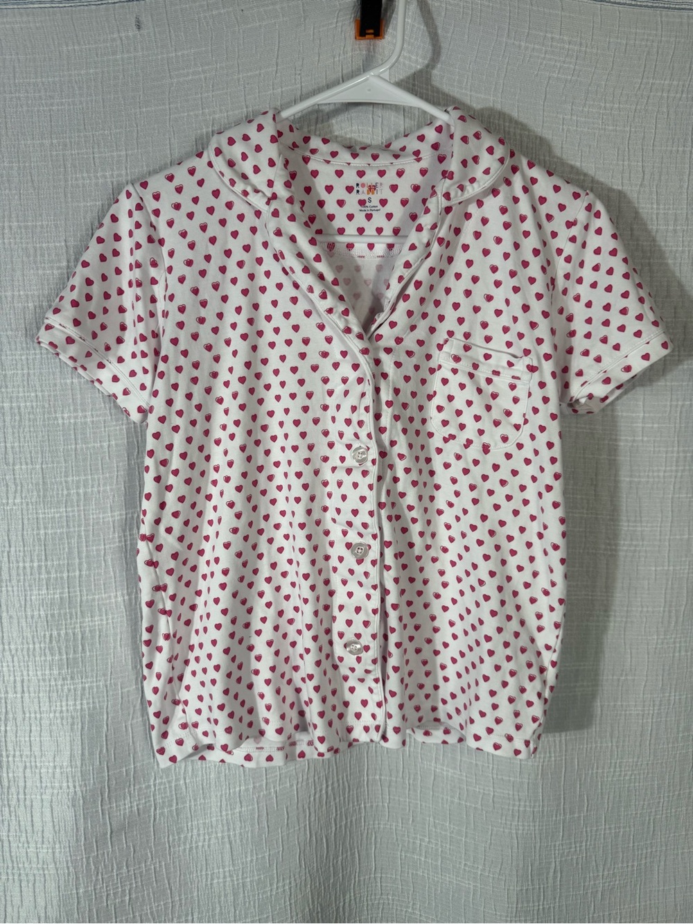 Roller Rabbit Hearts Polo pajama top small pink